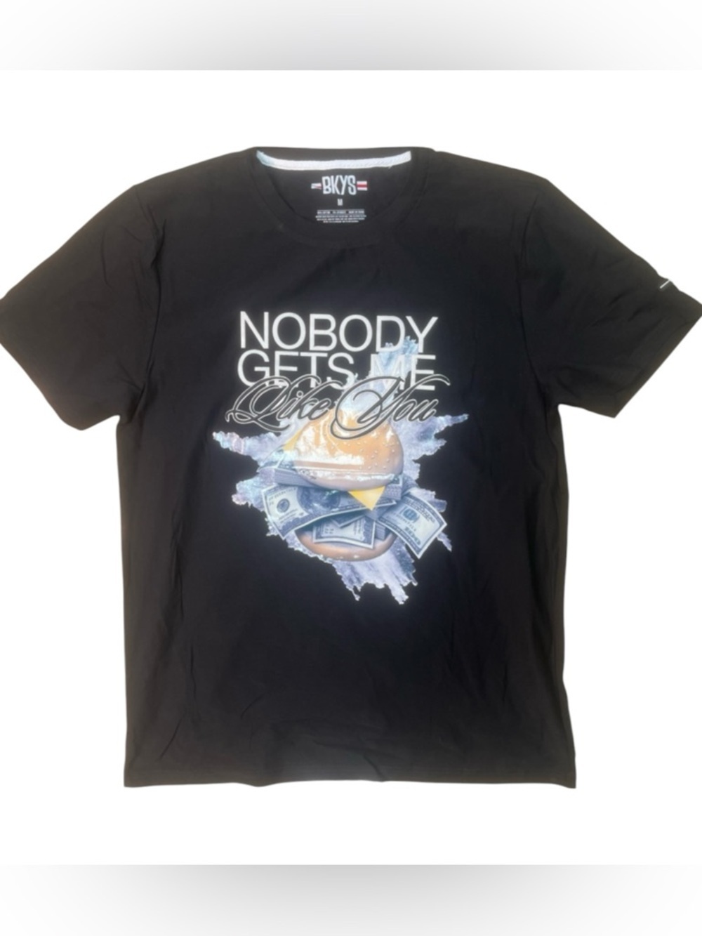 Sz M Bkys Black Graphic Tee - "Nobody Gets Me Like You"
